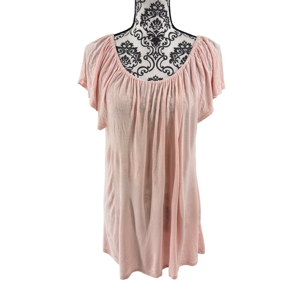 Oscar de la Renta Pink Label Blush Knit Boatneck Flutter Sleeve Top Women’s S